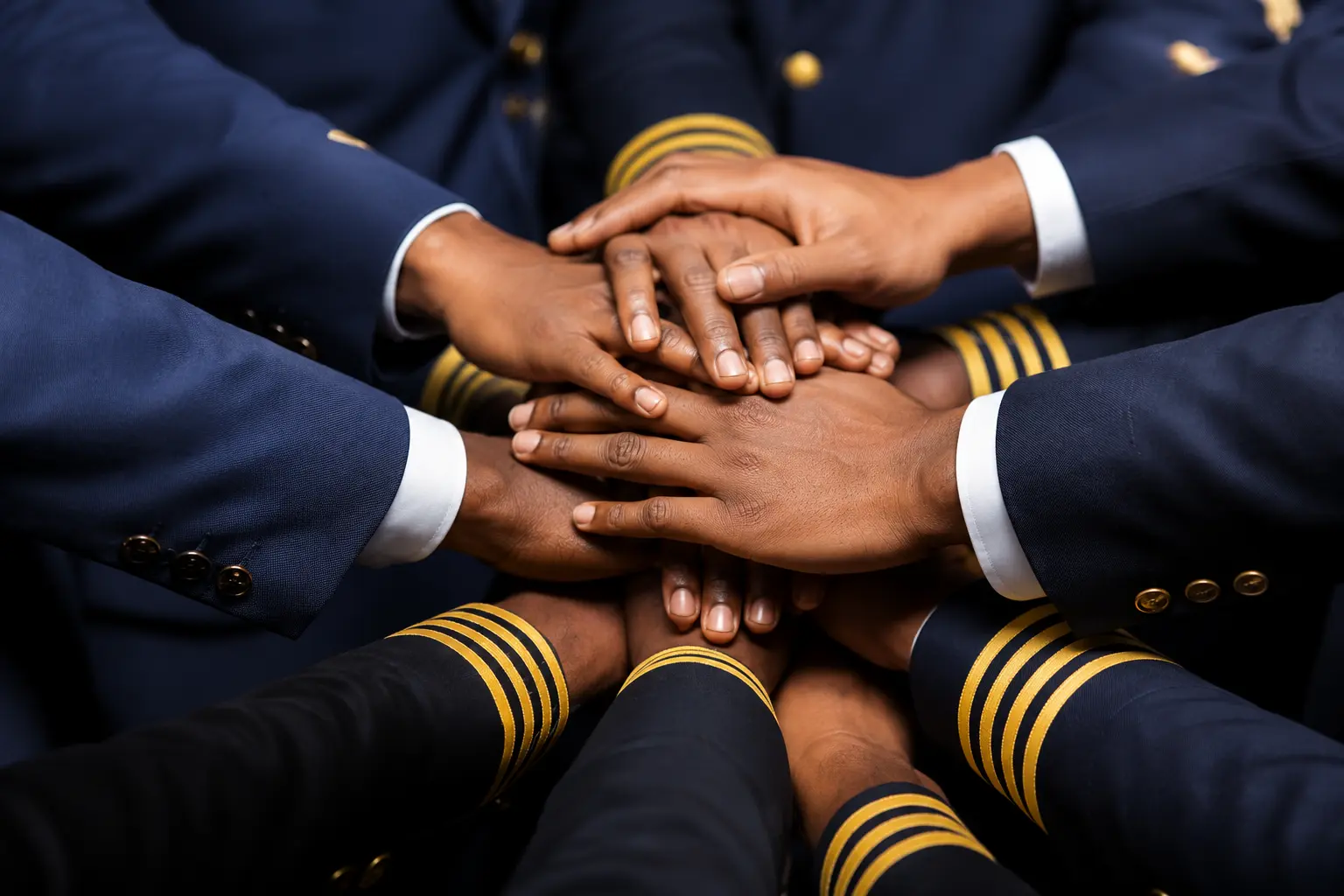 personnel hands together